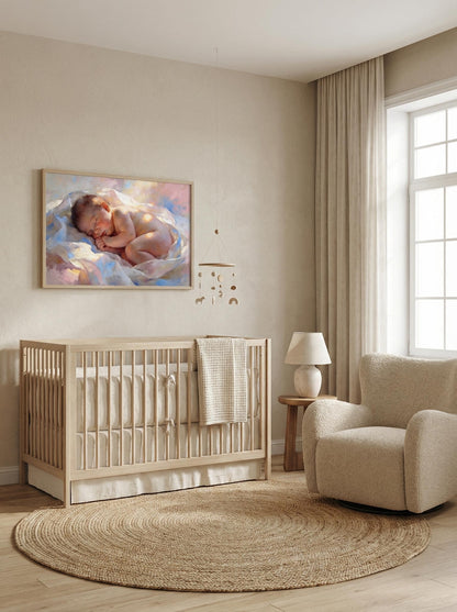 Baby Portrait Painting | Nursery Wall Art Print