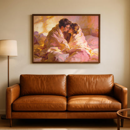 "Mon Cœur" Couple Wrapped in Love Oil Painting