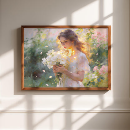 "Mia" Woman with White Flowers