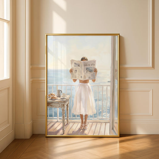 Italian Summer Art Print | La Dolce Vita Newspaper Girl