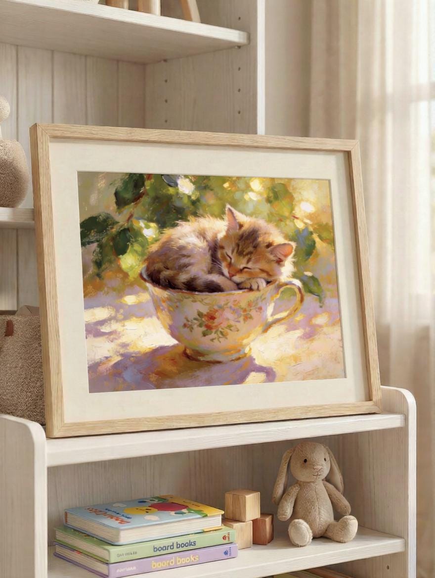 Kitten in a Teacup Painting