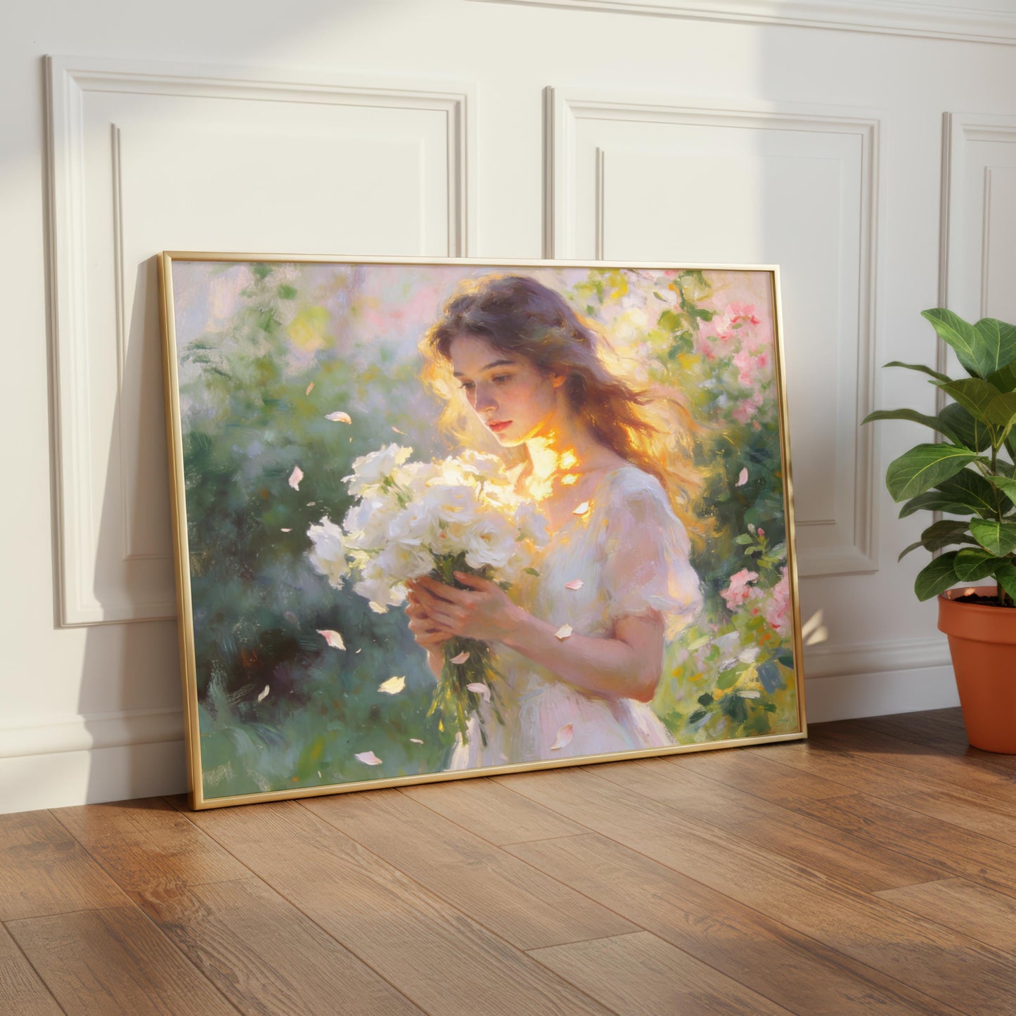 "Mia" Woman with White Flowers