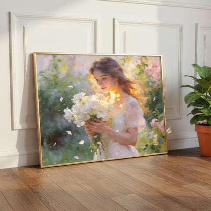 "Mia" Woman with White Flowers