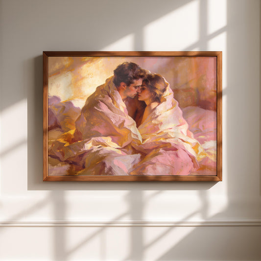 "Mon Cœur" Couple Wrapped in Love Oil Painting
